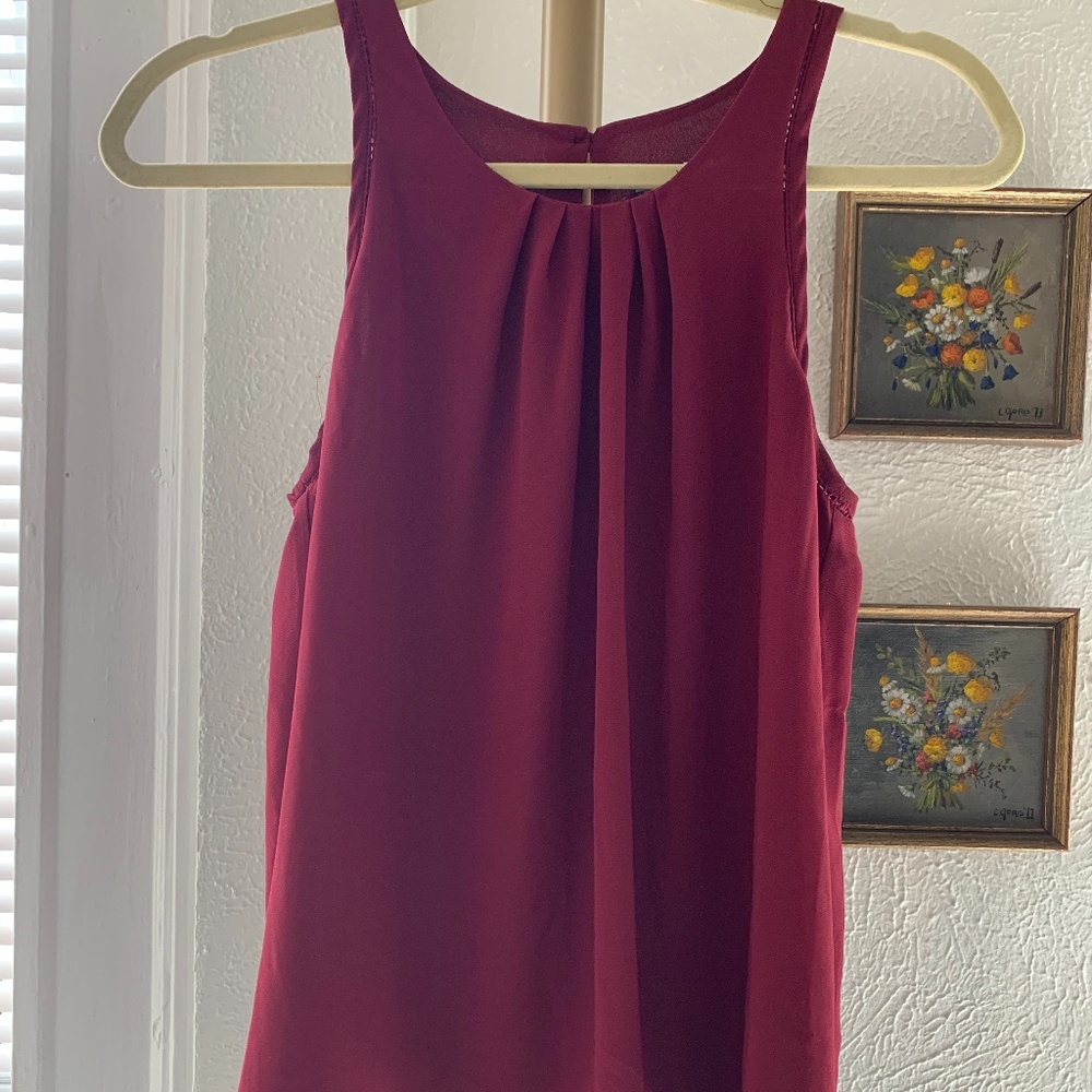 Deep Purple, Pleated Front Blouse Top - Size S